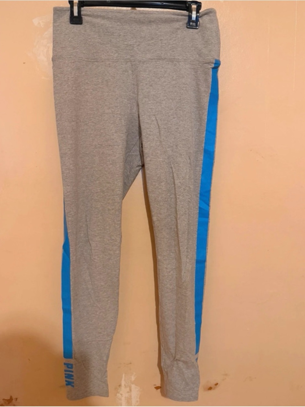 PINK Victoria's Secret Gray Leggings with Blue Side Stripe